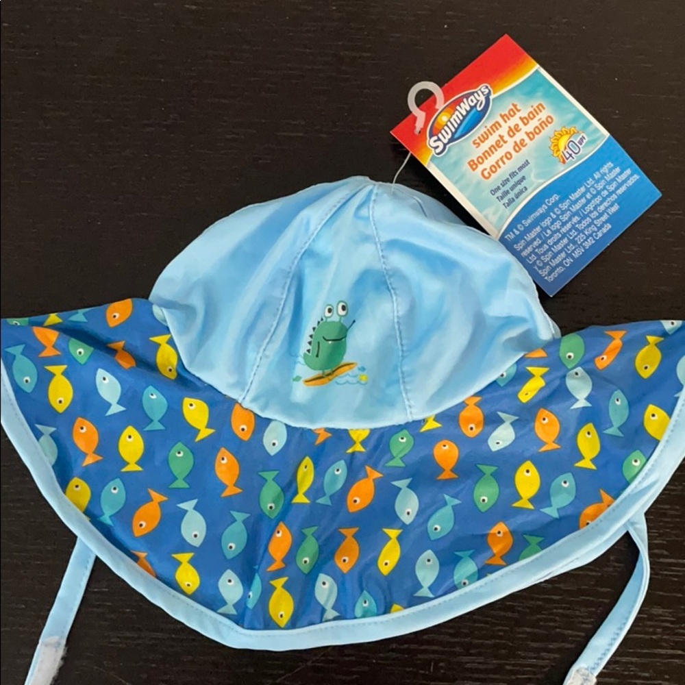 Baby Swim Hat Blue Frog,Fish One size 6-12mon